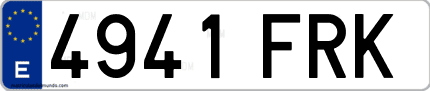 Ejemplo de matrícula de coche ordinaria 4941 FRK