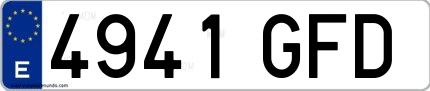 Ejemplo de matrícula de coche ordinaria 4941 GFD