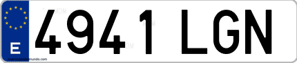Ejemplo de matrícula de coche ordinaria 4941 LGN