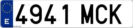 Ejemplo de matrícula española 4941 MCK