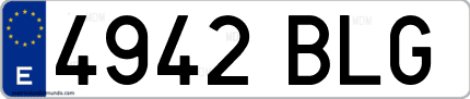 Ejemplo de matrícula de coche ordinaria 4942 BLG