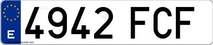 Ejemplo de matrícula española 4942 FCF