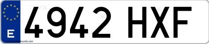 Ejemplo de matrícula española 4942 HXF