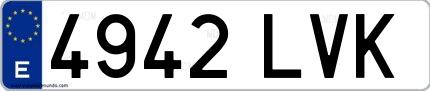 Ejemplo de matrícula española 4942 LVK