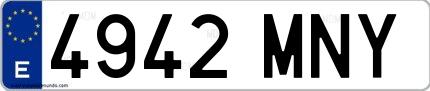 Ejemplo de matrícula española 4942 MNY