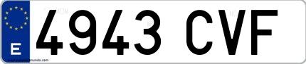 Ejemplo de matrícula española 4943 CVF