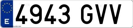Ejemplo de matrícula española 4943 GVV