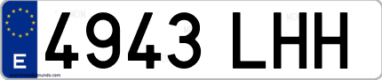 Ejemplo de matrícula de coche ordinaria 4943 LHH