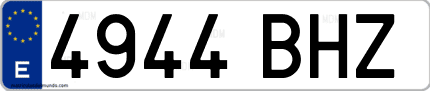 Ejemplo de matrícula de coche ordinaria 4944 BHZ