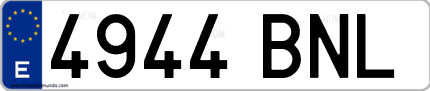 Ejemplo de matrícula de coche ordinaria 4944 BNL