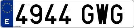 Ejemplo de matrícula de coche ordinaria 4944 GWG