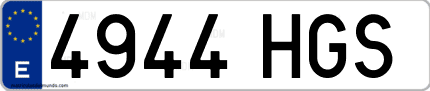 Ejemplo de matrícula de coche ordinaria 4944 HGS