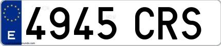 Ejemplo de matrícula de coche ordinaria 4945 CRS