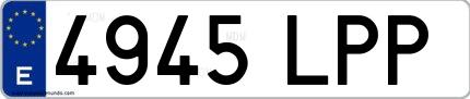 Ejemplo de matrícula española 4945 LPP