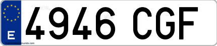 Ejemplo de matrícula de coche ordinaria 4946 CGF