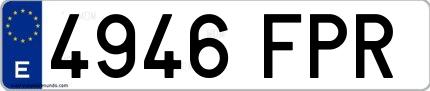 Ejemplo de matrícula española 4946 FPR