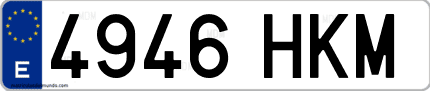 Ejemplo de matrícula de coche ordinaria 4946 HKM