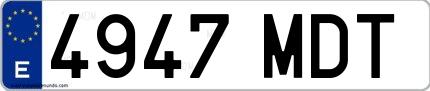 Ejemplo de matrícula española 4947 MDT