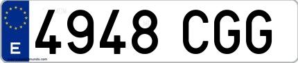 Ejemplo de matrícula española 4948 CGG