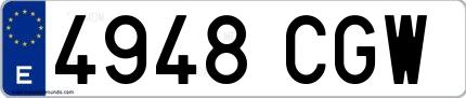 Ejemplo de matrícula española 4948 CGW
