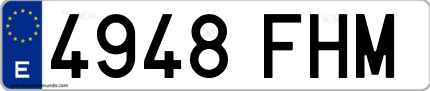Ejemplo de matrícula de coche ordinaria 4948 FHM