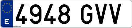 Ejemplo de matrícula de coche ordinaria 4948 GVV