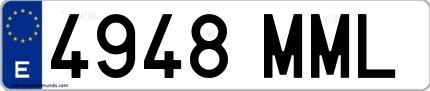 Ejemplo de matrícula española 4948 MML