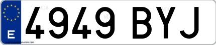 Ejemplo de matrícula española 4949 BYJ