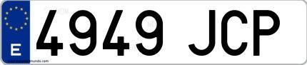 Ejemplo de matrícula española 4949 JCP