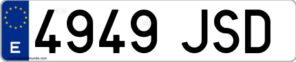 Ejemplo de matrícula de coche ordinaria 4949 JSD