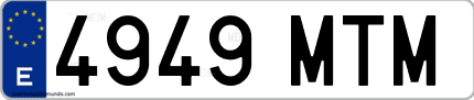 Ejemplo de matrícula de coche ordinaria 4949 MTM