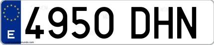 Ejemplo de matrícula española 4950 DHN