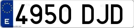 Ejemplo de matrícula española 4950 DJD