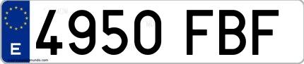 Ejemplo de matrícula española 4950 FBF