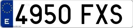 Ejemplo de matrícula española 4950 FXS