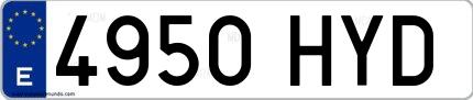 Ejemplo de matrícula española 4950 HYD