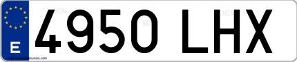 Ejemplo de matrícula española 4950 LHX