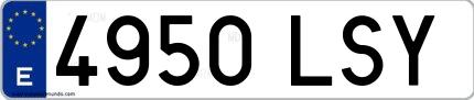 Ejemplo de matrícula española 4950 LSY