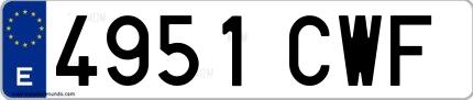 Ejemplo de matrícula española 4951 CWF