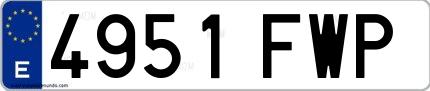 Ejemplo de matrícula española 4951 FWP
