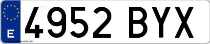 Ejemplo de matrícula española 4952 BYX