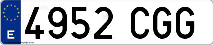 Ejemplo de matrícula de coche ordinaria 4952 CGG
