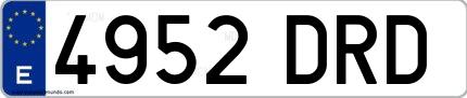 Ejemplo de matrícula española 4952 DRD