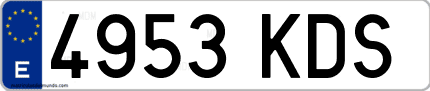 Ejemplo de matrícula de coche ordinaria 4953 KDS