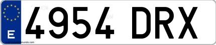 Ejemplo de matrícula española 4954 DRX