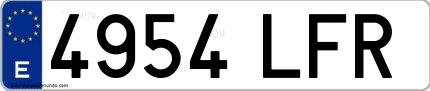 Ejemplo de matrícula española 4954 LFR