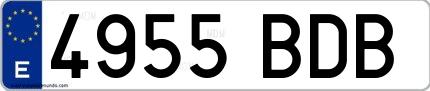 Ejemplo de matrícula española 4955 BDB