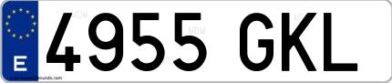 Ejemplo de matrícula española 4955 GKL