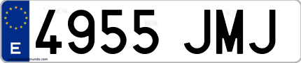 Ejemplo de matrícula de coche ordinaria 4955 JMJ