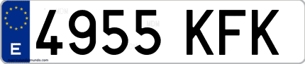 Ejemplo de matrícula de coche ordinaria 4955 KFK